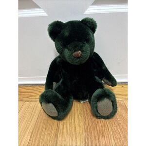 Vintage Velvet By Greek‎ Hunter Green Teddy Bear 10" Plush Stuffed Animal Toy